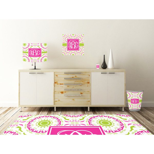 Pink & Green Suzani Square Wall Decal Wooden Desk
