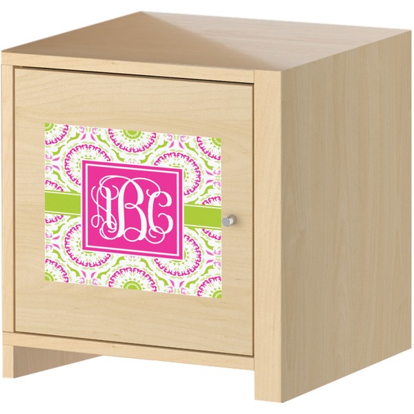 Pink & Green Suzani Square Wall Decal on Wooden Cabinet
