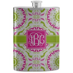Pink & Green Suzani Stainless Steel Flask (Personalized)