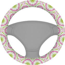 Pink & Green Suzani Steering Wheel Cover (Personalized)