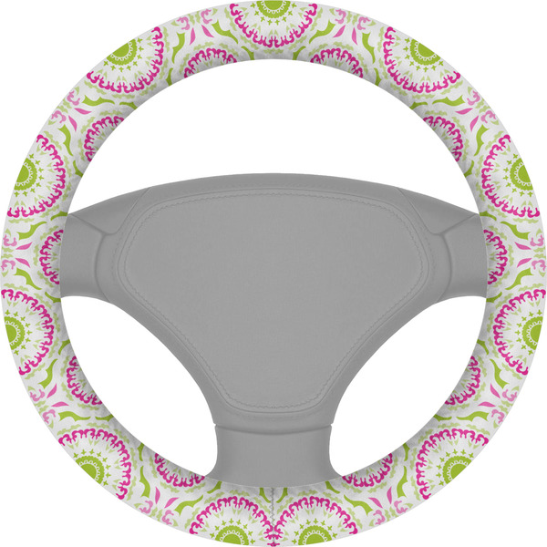 Custom Pink & Green Suzani Steering Wheel Cover