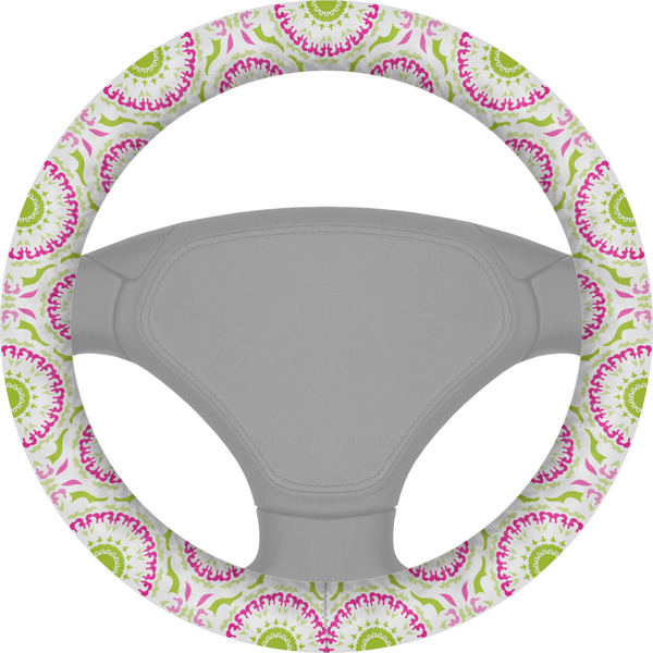 Custom Pink & Green Suzani Steering Wheel Cover