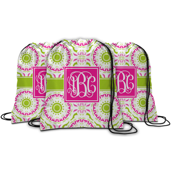 Pink & Green Suzani String Backpack - MAIN
