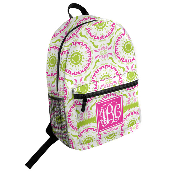 Custom Pink & Green Suzani Student Backpack (Personalized)