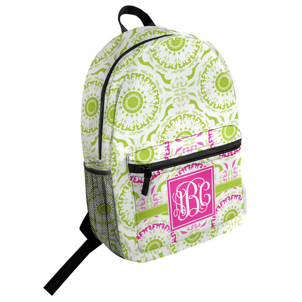 Custom Pink & Green Suzani Student Backpack (Personalized)
