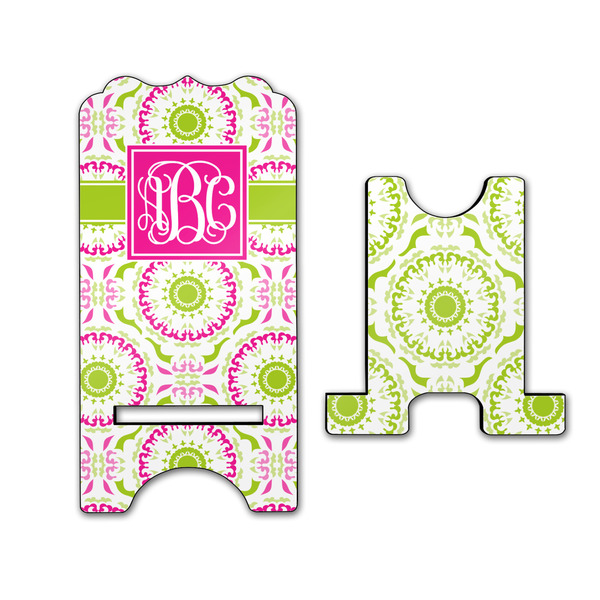 Pink & Green Suzani Stylized Phone Stand - Front & Back - Large
