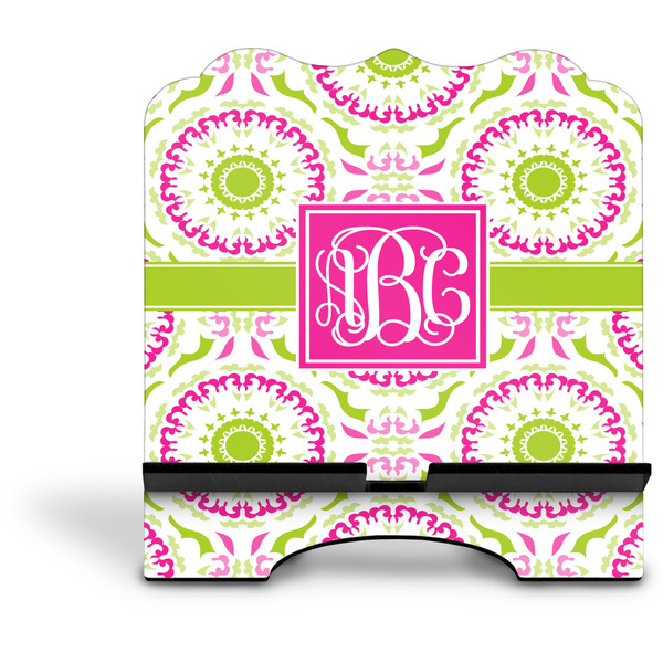 Pink & Green Suzani Stylized Tablet Stand - Front without iPad