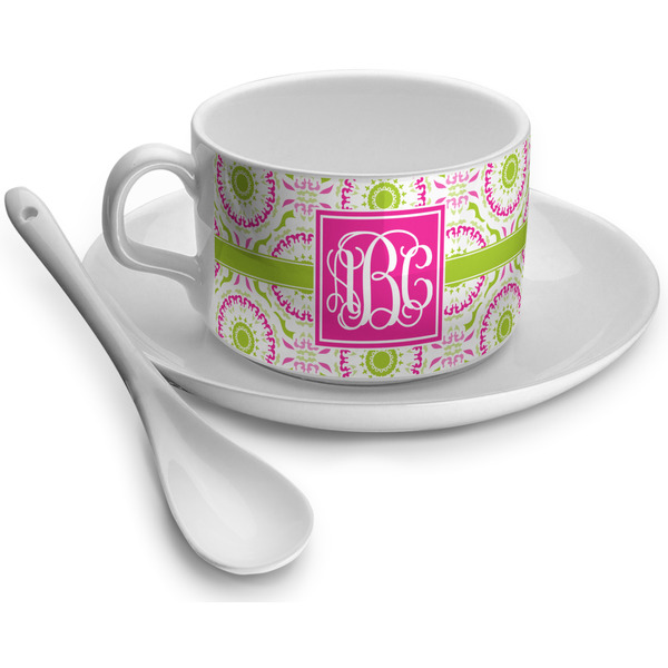 Custom Pink & Green Suzani Tea Cup (Personalized)