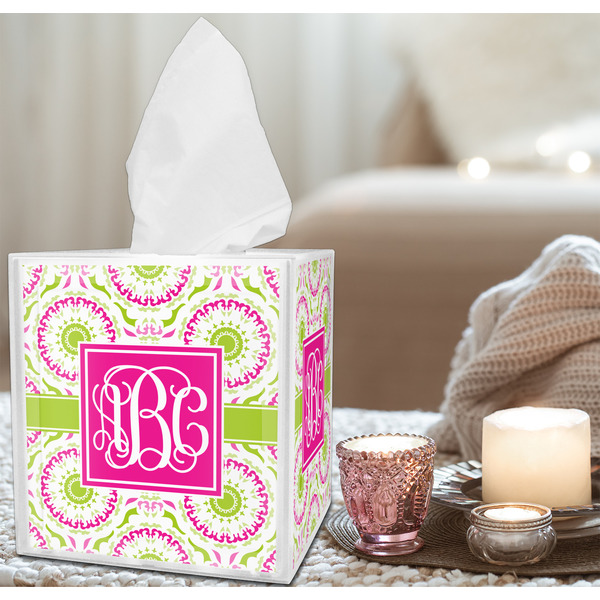 Pink & Green Suzani Tissue Box - LIFESTYLE