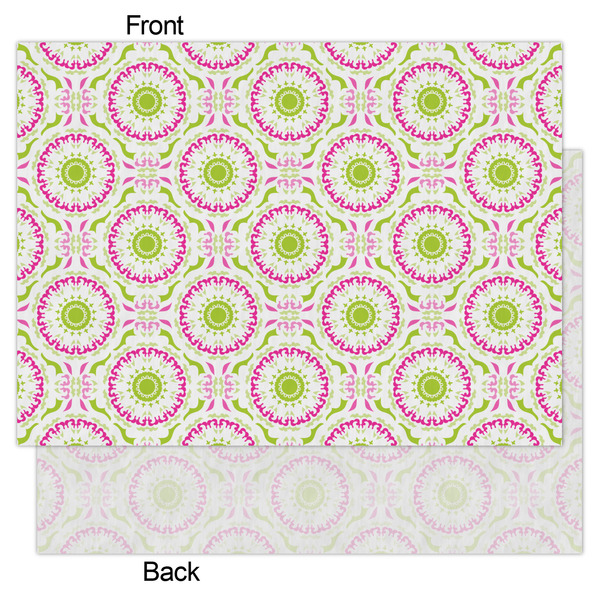 Pink & Green Suzani Tissue Paper - Lightweight - Large - Front & Back