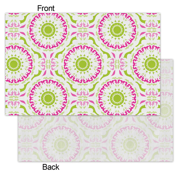 Pink & Green Suzani Tissue Paper - Lightweight - Small - Front & Back