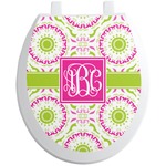 Pink & Green Suzani Toilet Seat Decal (Personalized)