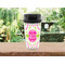 Pink & Green Suzani Travel Mug Lifestyle (Personalized)