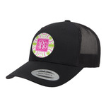 Pink & Green Suzani Trucker Hat - Black (Personalized)