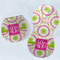 Pink & Green Suzani Two Peanut Shaped Burps - Open and Folded