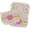 Pink & Green Suzani Two Rectangle Burp Cloths - Open & Folded