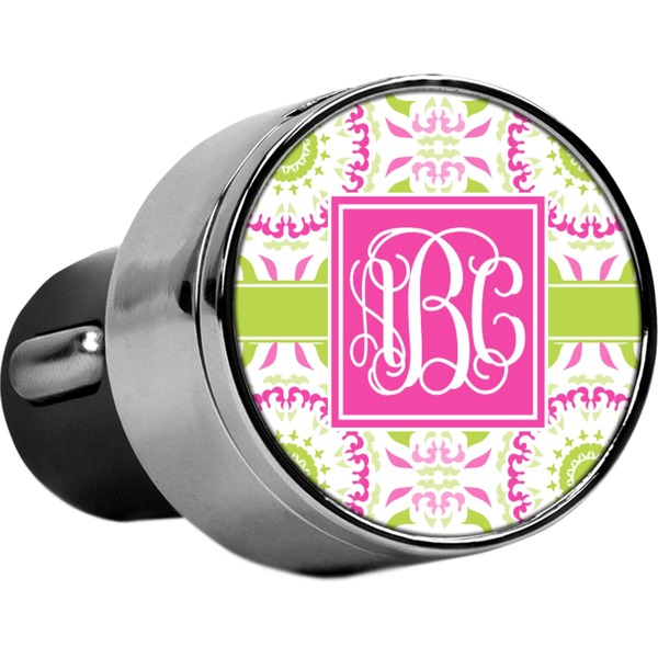 Custom Pink & Green Suzani USB Car Charger (Personalized)