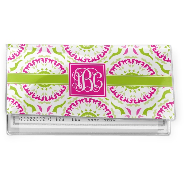 Custom Pink & Green Suzani Vinyl Checkbook Cover (Personalized)
