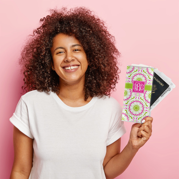 Pink & Green Suzani Vinyl Document Holder - LIFESTYLE