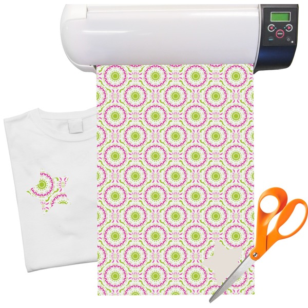 Custom Pink & Green Suzani Heat Transfer Vinyl Sheet (12"x18")