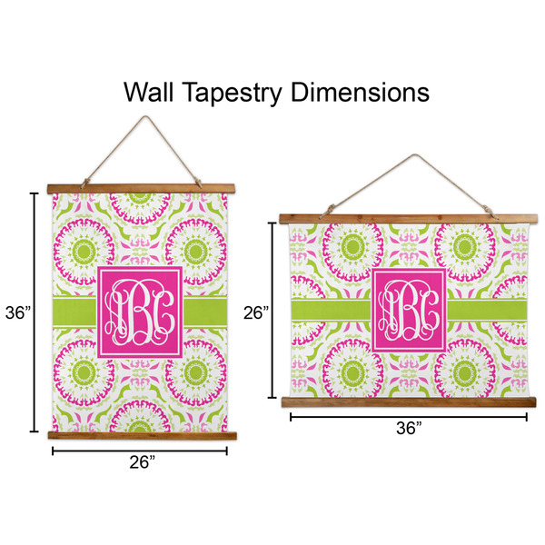 Pink & Green Suzani Wall Hanging Tapestries - Parent/Sizing