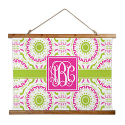 Pink & Green Suzani Wall Hanging Tapestry - Wide (Personalized)