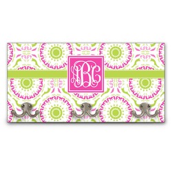 Pink & Green Suzani Wall Mounted Coat Rack (Personalized)