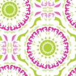 Pink & Green Suzani Wallpaper & Surface Covering (Peel & Stick 24"x 24" Sample)