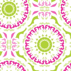 Pink & Green Suzani Wallpaper & Surface Covering (Peel & Stick 24"x 24" Sample)