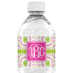 Pink & Green Suzani Water Bottle Labels - Custom Sized (Personalized)