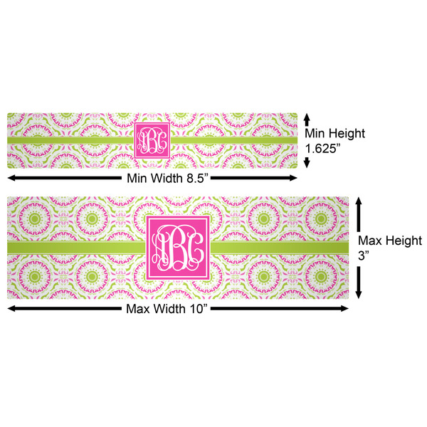 Pink & Green Suzani Water Bottle Labels w/ Dimensions