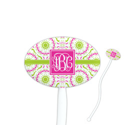 Pink & Green Suzani Oval Plastic Stir Sticks (Personalized)