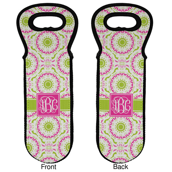 Pink & Green Suzani Wine Tote Front & Back