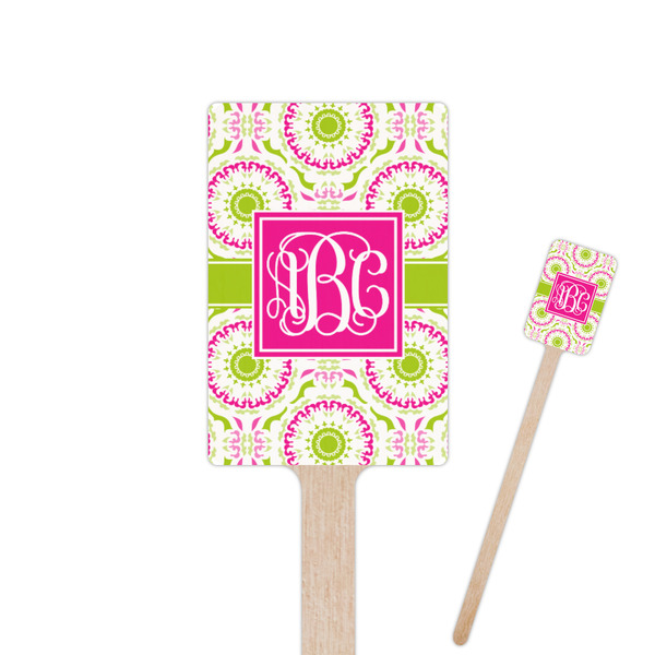 Custom Pink & Green Suzani Rectangle Wooden Stir Sticks (Personalized)