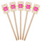 Pink & Green Suzani Wooden 6.25" Stir Stick - Rectangular - Fan View