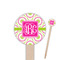 Pink & Green Suzani Round Wooden Food Picks (Personalized)