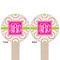 Pink & Green Suzani Wooden 6" Food Pick - Round - Double Sided - Front & Back