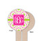 Pink & Green Suzani Wooden 6" Food Pick - Round - Single Sided - Front & Back