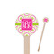 Pink & Green Suzani Wooden 6" Stir Stick - Round - Closeup