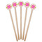 Pink & Green Suzani Wooden 6" Stir Stick - Round - Fan View