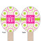 Pink & Green Suzani Wooden Food Pick - Oval - Double Sided - Front & Back