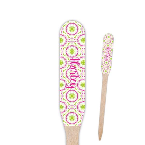 Custom Pink & Green Suzani Paddle Wooden Food Picks (Personalized)