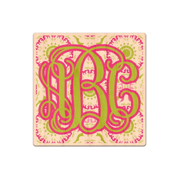 Custom Pink & Green Suzani Genuine Maple or Cherry Wood Sticker (Personalized)