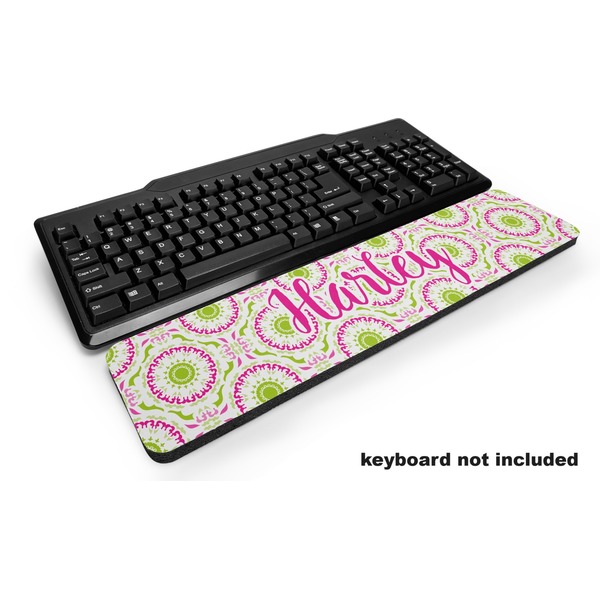 Custom Pink & Green Suzani Keyboard Wrist Rest (Personalized)