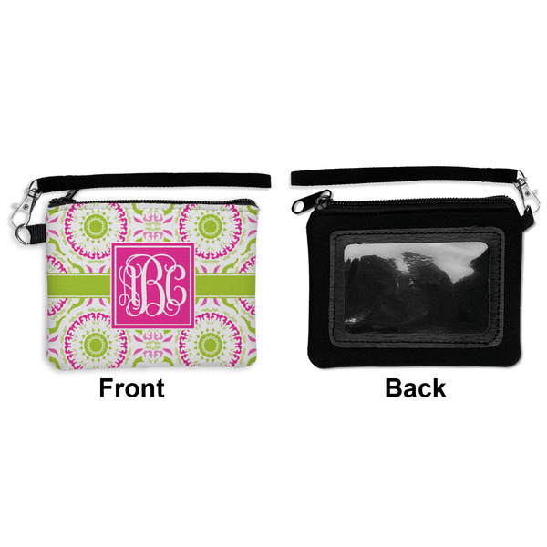 Pink & Green Suzani Wristlet ID Cases - Front & Back