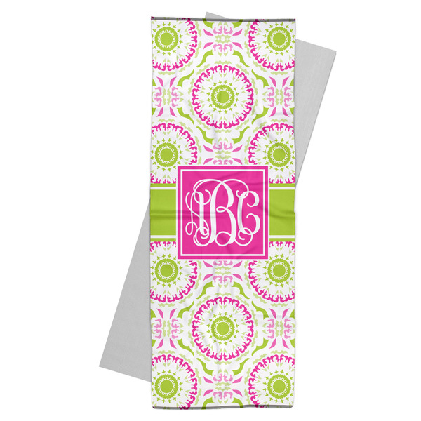 Custom Pink & Green Suzani Yoga Mat Towel (Personalized)