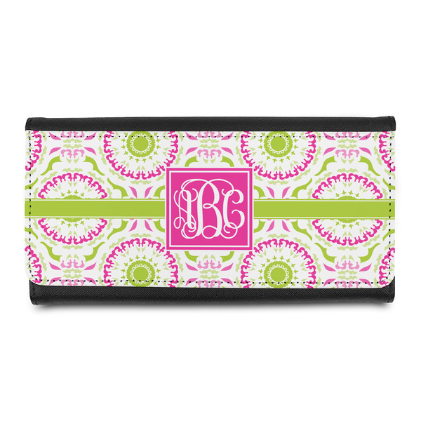 Custom Pink & Green Suzani Leatherette Ladies Wallet (Personalized)