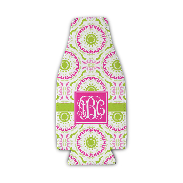 Pink & Green Suzani Zipper Bottle Cooler - Set of 4 - FRONT