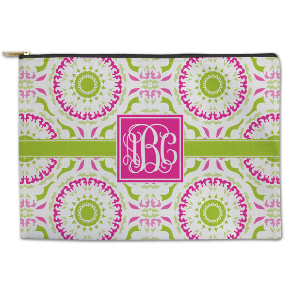 Custom Pink & Green Suzani Zipper Pouch (Personalized)