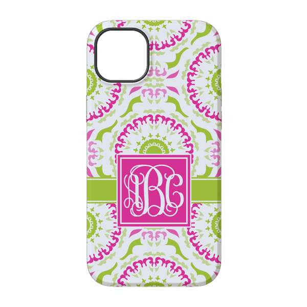 Pink & Green Suzani iPhone 14 Pro Tough Case - Back